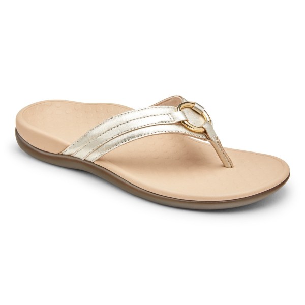 Vionic Sandals Ireland - Tide Aloe Toe Post Sandal Gold - Womens Shoes Sale | QLCME-6175